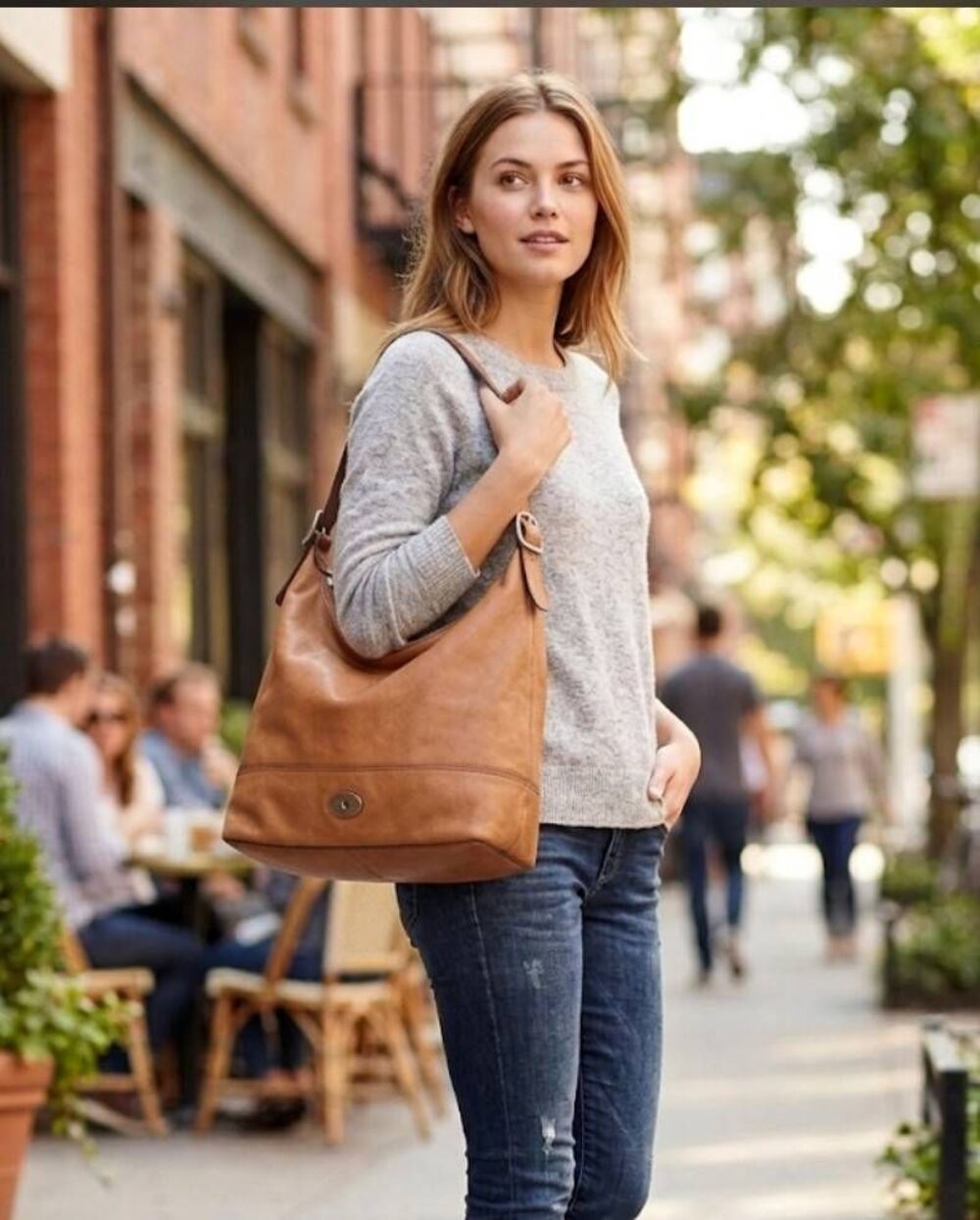 Fossil Maddox Hobo Shoulder Bag Chestnut